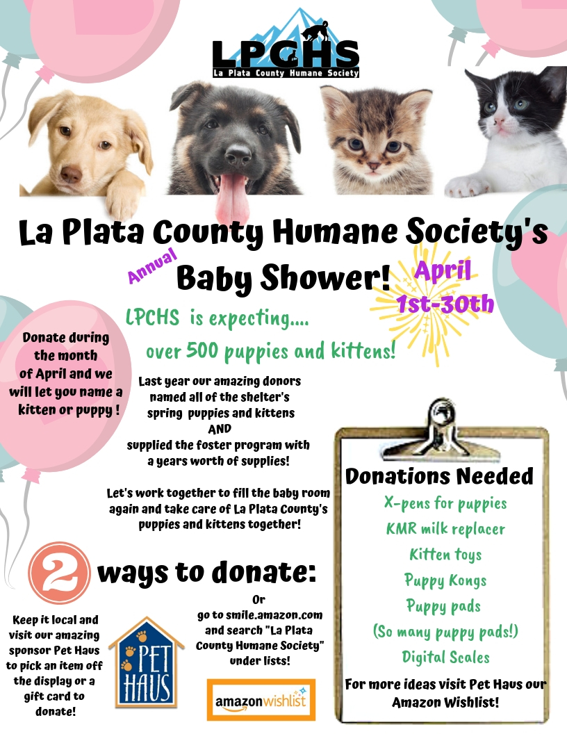 Kitten Puppy Baby Shower La Plata County Humane Society